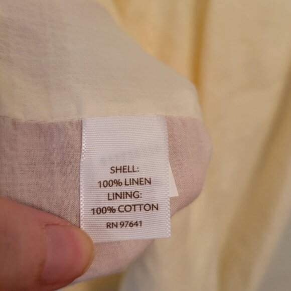 J Jill Petite 14 Linen Cream Midi Dress Button Straps Back Tie Neutral Minimalis - Picture 3 of 8